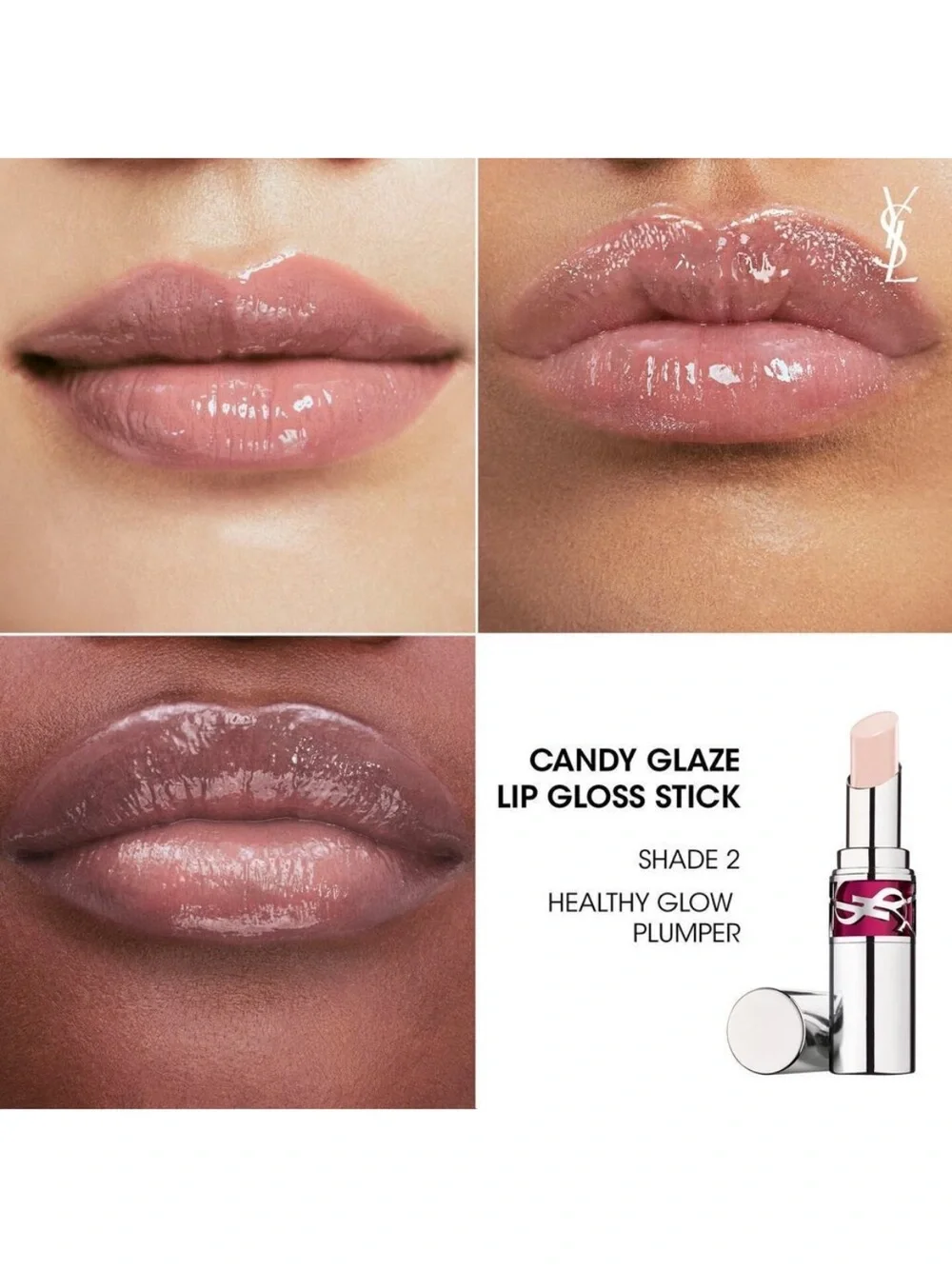 YSL Candy Glaze Healthy Glow Lip Plumper NIB Shade 2
